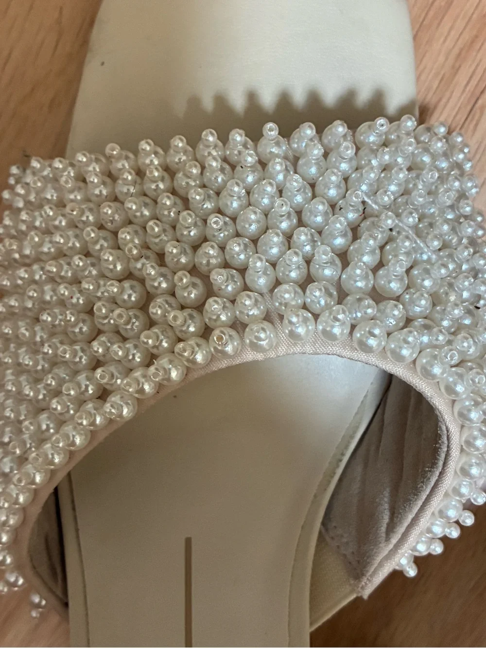 Dolce Vita Ivory Pearl-Embellished Slide Heels